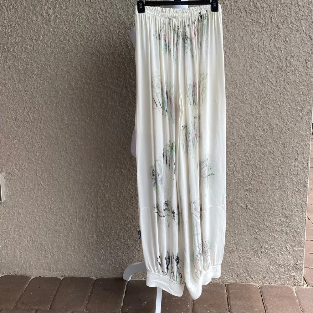 Sarah Santos Cream Wide Leg with Cuffs Pants Sz S - Picture 8 of 9